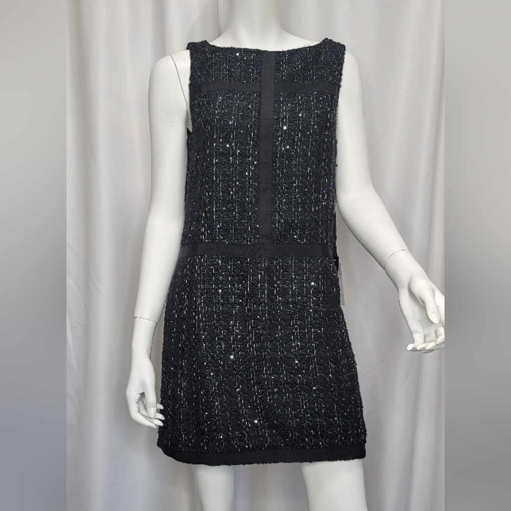 Black and Silver Sequin Sheath Mini Dress